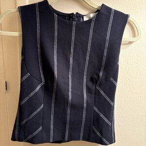 Derek Lam 10 Crosby Sleeveless top, 4, navy, white pin stripes